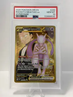 2025 Pokemon DRI-EN Destined Rivals Team Rocket's Mewtwo #240 Hyper Rare PSA 10 - Image 2