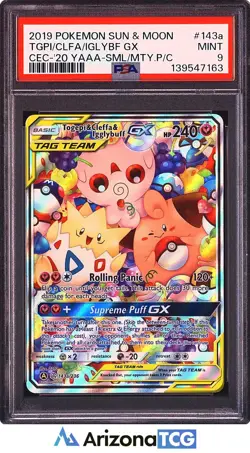 Pokemon 2019 Togepi & Cleffa & Igglybuff GX 143a Full Art Cosmic Eclipse PSA 9 - Image 1
