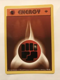 1st Edition Fighting Energy Base Set 97/102 Pokemon TCG Shadowless - Image 1