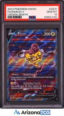 Pokemon 2023 Raikou V GG41 Galarian Gallery Full Art Crown Zenith GEM MT PSA 10 - Image 1