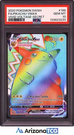 Pokemon 2020 Pikachu VMAX 188/185 Rainbow SR Vivid Voltage GEM MINT PSA 10 - Image 1