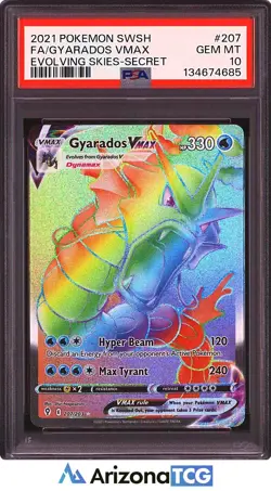 Pokemon 2021 Gyarados VMAX 207/203 Rainbow SR Evolving Skies GEM MINT PSA 10 - Image 1