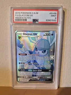 Pokemon Glaceon GX SV55/SV94 Hidden Fates Stage 1 200 HP Shiny Holo Rare PSA 9 - Image 1