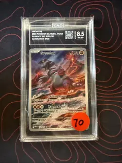 2023 Pokemon Paradox Rift GROUDON #199/182 Illustration Rare English TAG 8.5 - Image 1