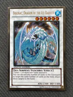 Yugioh Brionac, Dragon of the Ice Barrier Limited Ed Gold Ultra GLD5-EN031 LP/NM - Image 1