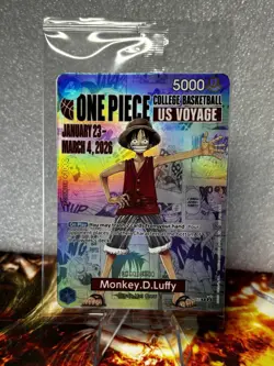 One Piece Monkey D. Luffy US Voyage College Basketball Promo Card (Sealed) - Image 1