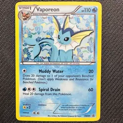 Pokemon TCG Vaporeon Black White Holo Promo Card BW89 LP - Image 1