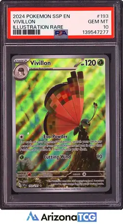 Pokemon 2024 Vivillon 193/191 Illustration Rare Surging Sparks GEM MINT PSA 10 - Image 1