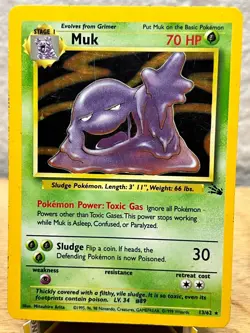 Fossil Muk 13/62 Holo Rare Pokemon Unlimited Holo HP/DMG - Image 1