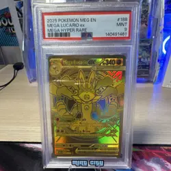 Pokemon Mega Lucario ex Holo Mega Hyper Rare Me01 188/132 2025 PSA 9 - Image 1