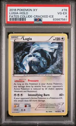 2016 Pokemon XY Fates Collide #78 Lugia Holo Cracked Ice - PSA 4 - Image 1