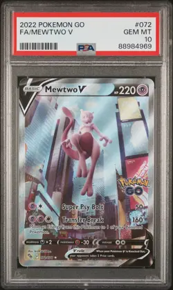 2022 POKEMON GO #072 FULL ART/MEWTWO V PSA 10 - Image 1