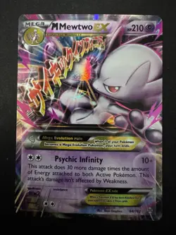 Pokemon TCG M Mewtwo EX 64/162 Breakthrough Ultra Rare Holo Mega Psychic 210 HP - Image 1