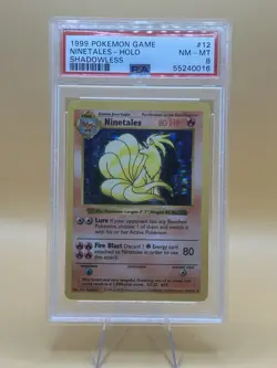 1999 Pokemon Shadowless Base Set Ninetales Holo #12 PSA 8 - Image 1