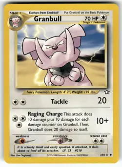 Granbull Neo Genesis Uncommon Pokemon Near Mint or Better - Image 1