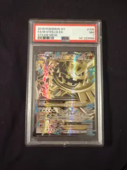 2016 POKEMON XY STEAM SIEGE #109 FULL ART/M STEELIX EX PSA 7 - Image 1