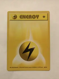 1st Edition Lightning Energy Base Set 100/102 Pokemon TCG Shadowless - Image 1
