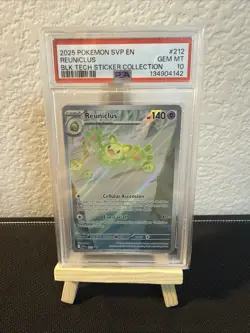 2025 POKEMON SVP EN REUNICLUS BLK TECH STICKER COLLECTION #212 PROMO PSA 10 - Image 1