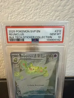 2025 POKEMON SVP EN REUNICLUS BLK TECH STICKER COLLECTION #212 PROMO PSA 10 - Image 2