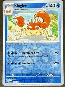 Kingler 099/165 Reverse Holo Scarlet & Violet 151 Pokemon Card NM - Image 1