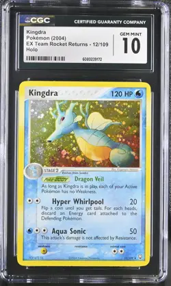 CGC 10 GEM MINT Kingdra 2004 EX Team Rocket Returns 12/109 Holo Pokemon Card - Image 1