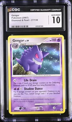 CGC 10 GEM MINT Gengar 2007 Diamond & Pearl 27/130 Pokemon Card - Image 1