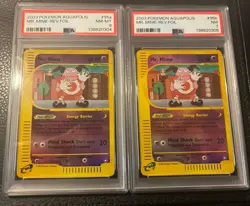2003 Pokemon Aquapolis Mr. Mime Rev Holo #95a&b Sequential PSA Graded 2 Card Set - Image 2