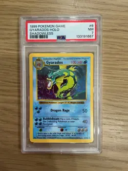 1999 Pokemon Base Set Shadowless Holo Gyarados #6 PSA 7 - Image 1