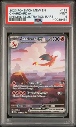 2023 POKEMON MEW EN-151 SPECIAL ILLUSTRATION RARE #199 CHARIZARD EX PSA 9 - Image 1