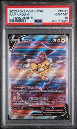 2023 Pokemon Sword And Shield Crown Zenith #GG41 Fa/Raikou V Crown Zenith PSA 10 - Image 1
