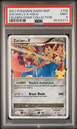 PSA 9 ZACIAN LV.X HOLO SWSH135 2021 POKEMON CELEBRATIONS COLL. 25th ANNIVERSARY - Image 1