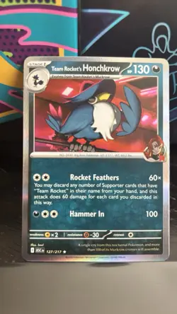 Pokemon TCG Team Rocket's Honchkrow 127/217 ASC Holo Rare Ascended Heroes - Image 1