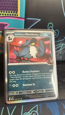 Pokemon TCG Team Rocket's Honchkrow 127/217 ASC Holo Rare Ascended Heroes - Image 3