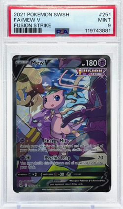 Pokemon Mew V Alt Art Fusion Strike 251/264 PSA 9 Mint TCG - Image 1