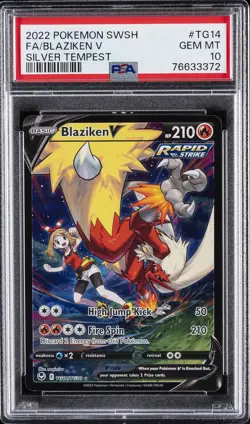 2022 POKEMON SWORD & SHIELD SILVER TEMPEST #TG14 FULL ART/BLAZIKEN V PSA 10 - Image 1
