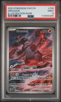 2023 POKEMON PAR EN-PARADOX RIFT ILLUSTRATION RARE #199 GROUDON PSA 9 - Image 1