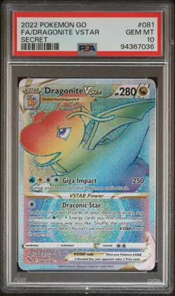 2022 POKEMON GO SECRET #081 FULL ART/DRAGONITE VSTAR PSA 10 - Image 1
