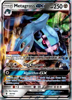 Pokemon TCG Metagross GX 85/145 Sm-Guardians Rising Holo NM - Image 1