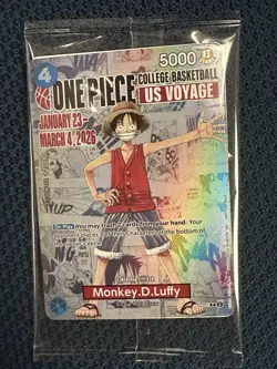 One Piece Monkey D. Luffy US Voyage College Basketball Promo Card (Mint - New) - Image 1