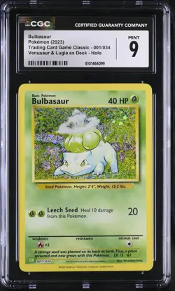 Pokemon TCG: 2023 Trading Card Game Classic #001/034 Bulbasaur CGC 9 - Image 1