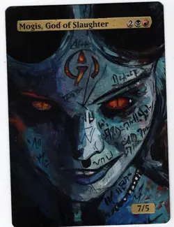 Mogis, God of Slaughter Altered Art Mtg Hand Painted Card Commander - Image 1