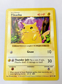Auth Pokemon Card Pikachu 58/102 Shadowless Base Set English from Japan - Image 1