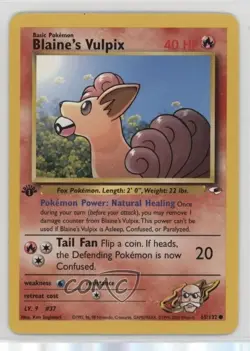 Blaine's Vulpix 1st Ed. Pokemon Gym Heroes #65 2000 - Image 1