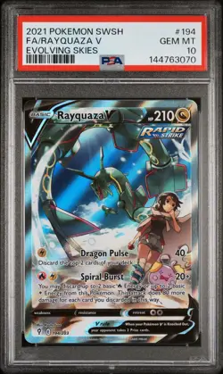 2021 Pokemon Sword Shield Evolving Skies Rayquaza V Fa Full Art PSA 10 #194 - Image 1