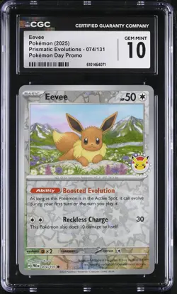 Pokemon TCG: 2025 Prismatic Evolutions #074/131 Eevee CGC 10 - Image 1