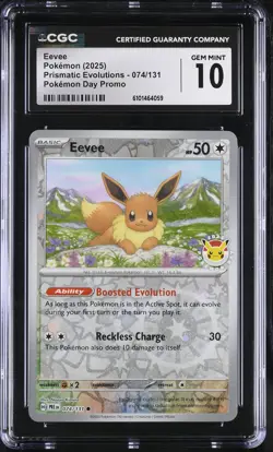 Pokemon TCG: 2025 Prismatic Evolutions #074/131 Eevee CGC 10 - Image 1
