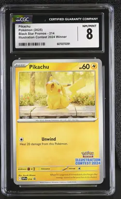 Pokemon TCG: 2025 Black Star Promos #214 Pikachu CGC 8 - Image 1