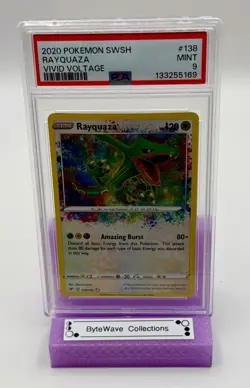 PSA 9 RAYQUAZA 138 VIVID VOLTAGE AMAZING RARE SWORD & SHIELD POKEMON MINT - Image 1