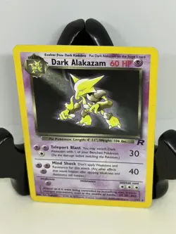 Vintage Pokemon TCG Dark Alakazam Team Rocket 1/82 Unlimited Holo MP - Image 1
