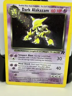 Vintage Pokemon TCG Dark Alakazam Team Rocket 1/82 Unlimited Holo MP - Image 2